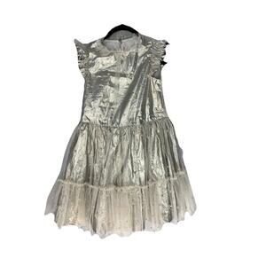 Bonpoint Girls Metallic Gold Hand Smocked Dress Size 10 Shiny Holiday Party Tutu